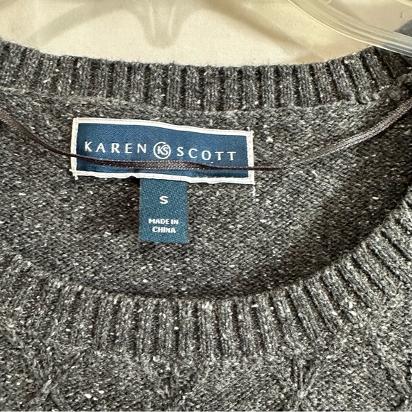 Karen Scott Womens Diamond Cable Knit Sweater Charcoal Grey Small - Picture 2 of 7